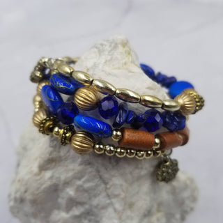 Layered Blue Gemstone Stretch Bracelets