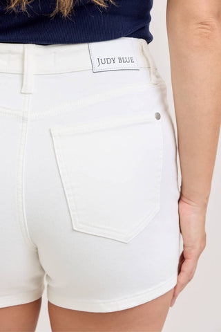 Judy Blue High-Waist Slim Denim Shorts in White