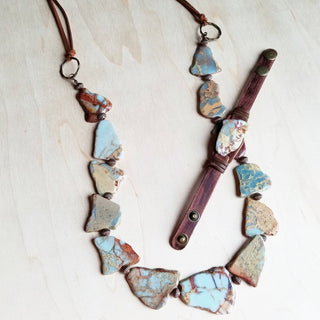 Genuine Aqua Terra Beaded Slab Necklace