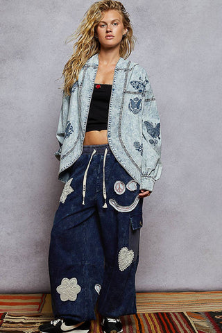 Vintage Denim Embroidered Cardigan Jacket | Laciann Collective