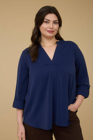 Canyon Calm V Split Neck Blouse