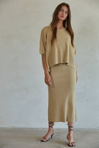 Knit Sweater Ribbed Short Sleeve Pullover Top