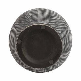 Ceramic Ribbed Texture Weathered Handle Vase – Black, 10 in.