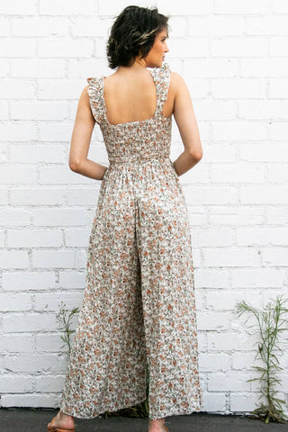 Super Comfy Ruffle Strap Smocked Floral Jumper Jumpsuit