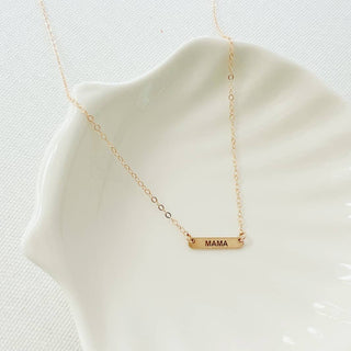 Engraved Mini Mama Bar Necklace Gold Filled