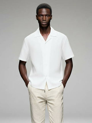Men's Linen blend Shirt (White))