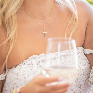 Kamryn Dapped Sequin Layering Chain Necklace Gold Filled