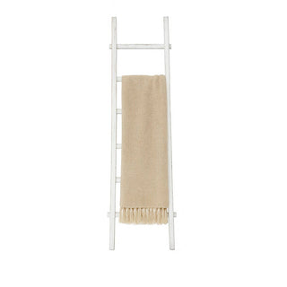 White Wooden Coastal Decorative Ladder, 76 in.