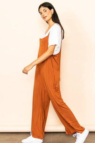 Wide Leg Overall Jumper with Bib & Side Pockets
