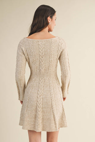🧶 Cable Flare Sweater Dress – Cozy Meets Chic