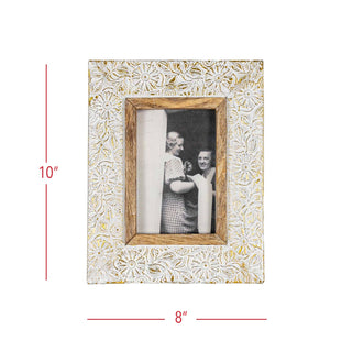 Frannie 4x6 Antique Embossed Picture Frame White Metal