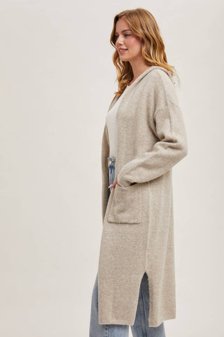LONGLINE HOODIE OPEN FRONT CARDIGAN