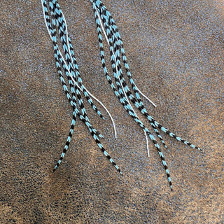 Turquoise & Mini Feather Earrings - Teal Grizzly/Silver
