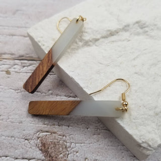 Resin Wood Bar Earrings