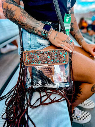 Stadium-Approved Clear Crossbody with Hair-On Cowhide | Laciann Collective