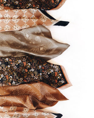 Midnight Garden Floral 100% Silk Bandana Scarf