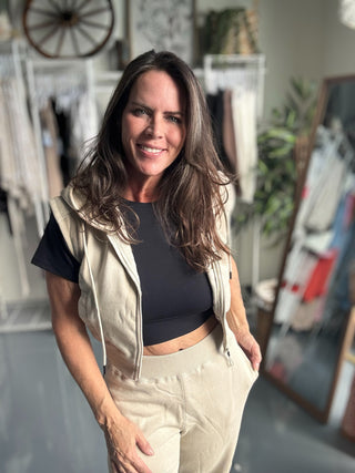 Fleece Cropped Hooded Vest