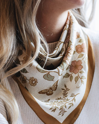 Floral & Butterfly Silk Bandana Scarf