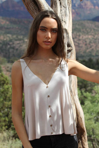 V-Neck Swingy Open Back Tank Top