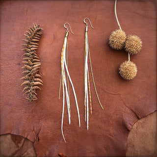 Mini Feather Earrings - Blonde Grizzly / Gold