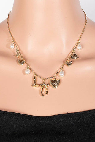 Heart Pearl Charm Necklace