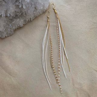 Mini Feather Earrings - Blonde Grizzly / Gold