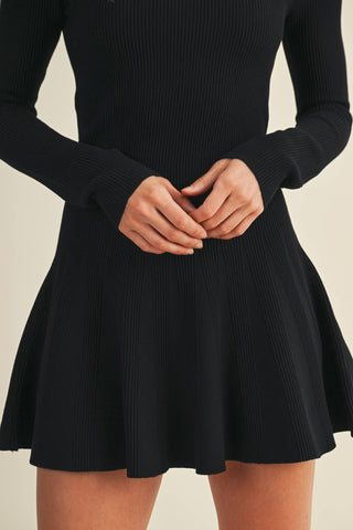 Pleated Sweater Dress – Cozy Texture Meets Boutique Elegance
