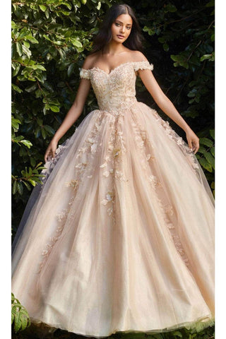 Off Shoulder Layered Tulle Ballgown