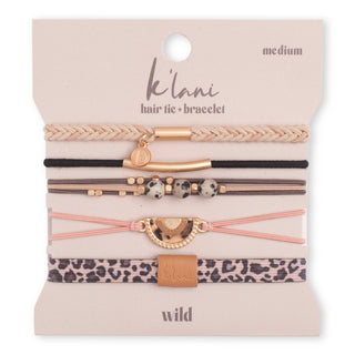 Wild Animal Print with Pink Accent Hair Tie Bracelets