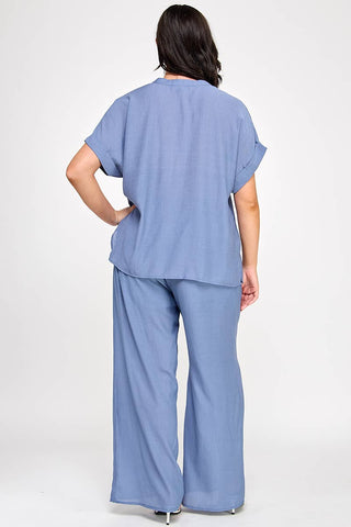 Curvy Drawstring Wide Leg Crinkle Pants