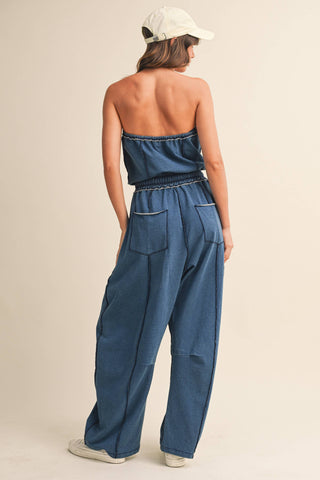 Strapless Barrel Pants Jumpsuit with Tie Waist | Laciann Collective