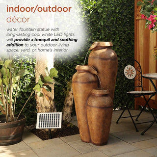 Solar Cascading Vase Fountain with Cool White LED Lights