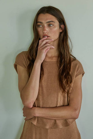 Knit Wide‑Leg Short Sleeve Jumpsuit