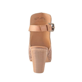 Dalton's Ridge Hand-Tooled Leather Open-Toe Booties in Tan