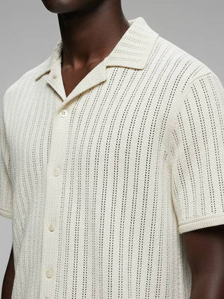 Crochet/Textured Short Sleeve Men's Shirt