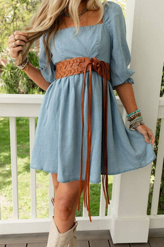 Nomadic Knot Woven Leather Belt with Self-Tie - Camel | Laciann Collective