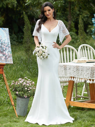 Maxi V Neck Party Dress with Flare Sleeves