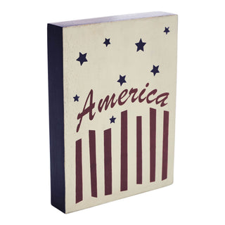 America Stars & Stripes Wooden Block