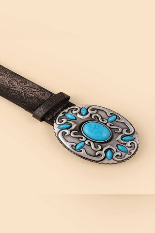Western Turquoise Blue Stone Leather Belt – Cowgirl Chic