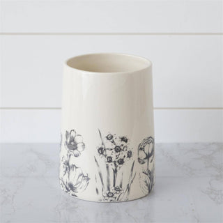 Black and White Botanical Collection Utensil Crock