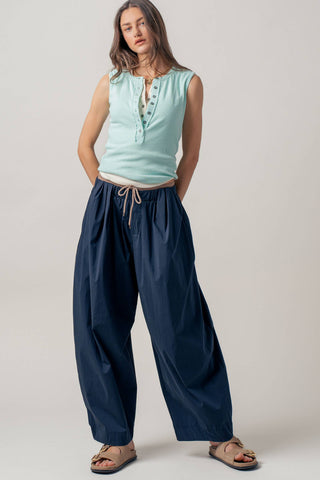 Contrast Waist Cocoon Leg Wide Pants | Laciann Collective