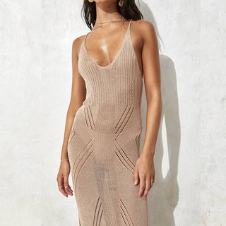 Solid Color Flounce Halter Cover Up Dress