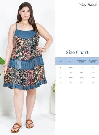 Flirty Babydoll Spaghetti Dress With Denim Plus