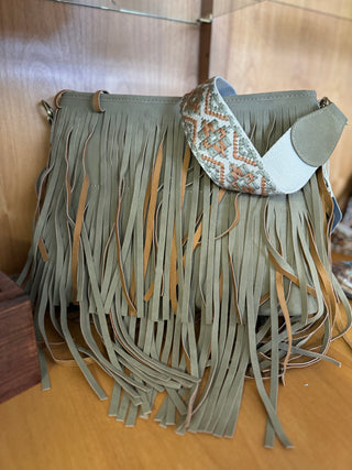 Sadie Suede Fringe Crossbody w/ Guitar Strap