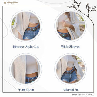 Denim Patchwork Kaftan Poncho With Frayed Raw Edge