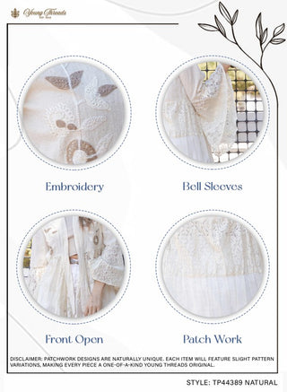 Western Boho Chic Motif Emb Denim Long Shrug