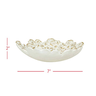 Mae Embossed Floral Jewelry Trinket Dish White Cast Iron