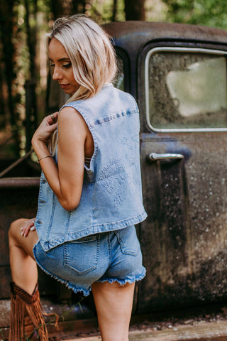 Sterling Embossed Denim Vest