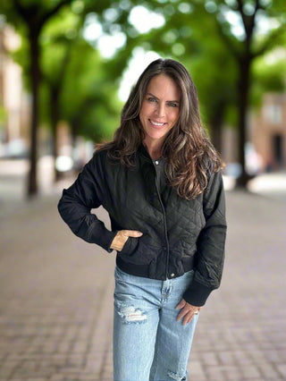 Diamond Quilted Bomber Jacket