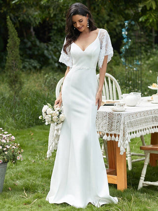 Maxi V Neck Party Dress with Flare Sleeves